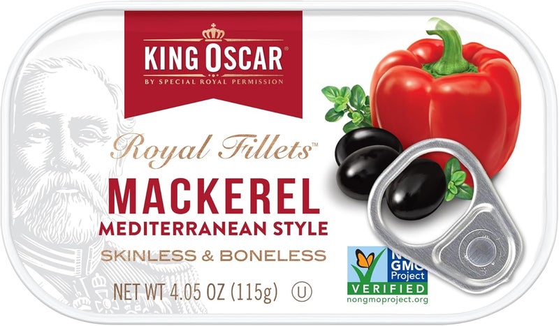 KING OSCAR شرائح سمك الماكريل المتوسطي بدون جلد وعظام من كينغ أوسكار، 4.05 أونصة (عبوة من 12) - Image 3